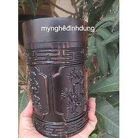 Mua Hộp đựng trà ( chè) bằng gỗ mun hoa cao 20x11cm
