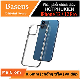 Ốp lưng viền màu mạ crom cho iPhone 12 / iPhone 12 Pro (6.1 inch) Hiệu Baseus mỏng 0.6mm, chống va đập, gờ bảo vệ Camera, Mạ Crom sang trọng - hàng nhập khẩu