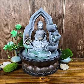 Zen Fountain Buddha Desktop Waterfall Ornament Yoga Figurine Statue Decor