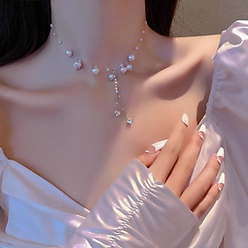 Dây chuyền nữ đính hạt trang trí phong cách thời thương, cá tính dịu dàng và sang chảnh, choker ngọc