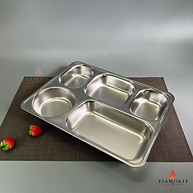 Mua Khay inox chia cơm 5 ngăn lớn K23 Sus 201 sáng bóng  đảm bảo an toàn vệ sinh thực phẩm