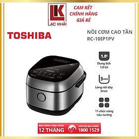 Nồi cơm cao tần Toshiba RC-10IP1PV - 1.0L - Lòng nồi dày 3mm chống dính, Cảm ứng có màn hình hiển thị, Công nghệ cao tần IH 1300W + nhiệt 3D - Hàng chính hãng, bảo hành 12 tháng, chất lượng Nhật Bản