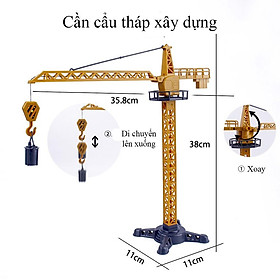 Đồ chơi mô hình cần trục tháp xây dựng xoay 360 độ, móc điều chỉnh lên xuống
