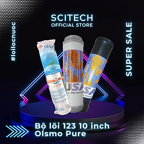 Bộ lõi lọc nước số 1,2,3 (PP-UDF-CTO) 10 inch Olsmo Pure by Scitech dùng trong máy lọc nước RO, bộ lọc thô - Hàng chính hãng