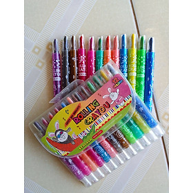 Bút sáp vặn 12 màu ngắn - 12 màu dài Rolling Crayon túi nhựa