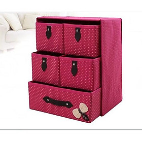 Tủ vải tiện dụng 3 tầng 5 ngăn đựng đồ kiểu Hàn Quốc