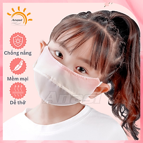 Khẩu trang vải chống nắng trẻ em Anasi CD48  Thun lụa mỏng thoáng - Ombre cam
