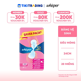 Whisper 5X Bao Ve Sieu Mong 20Sx12 - 24Cm - 80808598