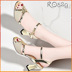 Giày cao gót nữ đẹp đế vuông 6 phân hàng hiệu rosata hai màu đồng bạc ro529
