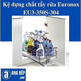 KỆ ĐỰNG CHẤT TẨY RỬA INOX NAN, RAY ÂM GIẢM CHẤN EURONOX EU3-350S-304. Hàng Chính Hãng 