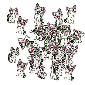 2-3pack 100 Pieces Assorted Cute Cat Shape Wooden Buttons for Sewing