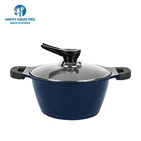 Nồi nhôm tráng sứ Yoori Happy Home Pro size 24cm đáy từ - Made in Korea