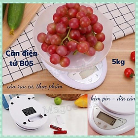 Cân điện tử B05 mini 5kg/ cân điện tử rau rủ, thực phẩm nhà bếp ( kèm pin, đĩa cân )