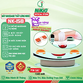 Máy Massage Lưng Và Thắt Lưng Nikio NK-158 - Công Nghệ Mát Xa Cải Tiến 4in1: Nhiệt Nóng, Xung Điện, Rung, Túi Khí - Hỗ Trợ Điều Trị Thoát Vị Đĩa Đệm, Thoái Hóa, Đau Cột Sống Lưng - Dòng Không Dây Pin Sạc, Có Remote Điều Khiển