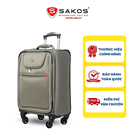 Vali Kéo Vải Du Lịch SAKOS CHAMPION 5 - Size S (20inch)/ Xách Tay (Cabin) - Khóa TSA - Chống Thấm, Trượt Nước - màu nâu