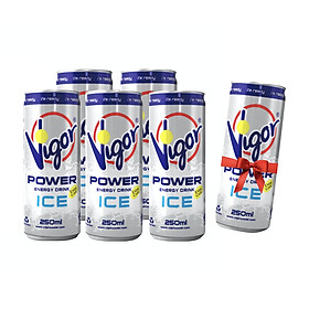 Lốc 5 Lon Nước Tăng Lực Virgo 250ml – Power Energy Drink Ice (Tặng kèm 1 Lon Nước Tăng Lực Virgo)