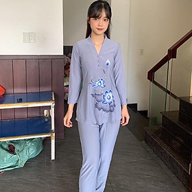 Thời trang nữ đi chùa, áo lam, phật giáo, đồ bộ thun, cách tân lỡ cổ trụ