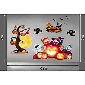 DECAL TRANG TRÍ HALLOWEEN 2021 COMBO CÂY BÍ NGÔ VÀ MA CÀ RỒNG