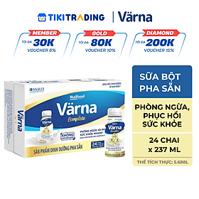 Thùng Sữa Bột Pha Sẵn Varna Complete (24 Chai x 237ml) - Hỗ Trợ Phòng Ngừa & Phục hồi Sức Khỏe