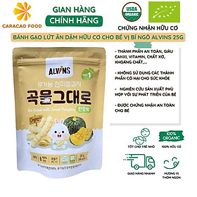 Bánh gạo lứt ăn dặm hữu cơ cho bé vị bí ngô Alvins 25g, Bánh gạo cho bé