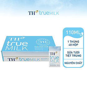 Thùng 48 hộp sữa tươi tiệt trùng  TH true MILK nguyên chất 110 ml (110 ml x 48)