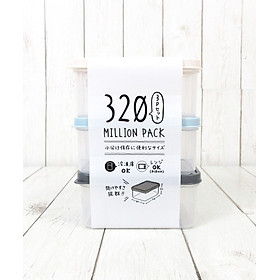 Set 03 hộp thực phẩm Yamada Million Pack Mini 320ml, kiểu dáng hiện đại, nắp dẻo kín, đóng/ mở tiện lợi, dễ dàng sử dụng - nội địa Nhật Bản 