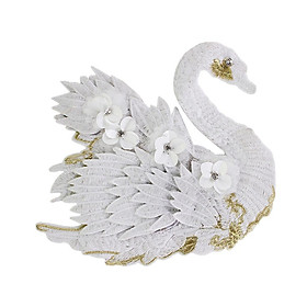 Swan 3D Swan Sequin  Applique for Clothes Hats Bags Decor White Swan