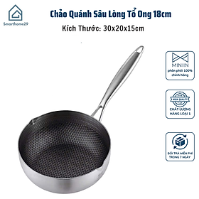 Chảo Quánh Sâu Lòng Tổ Ong 18cm Cao Cấp Chống Dính 5 Lớp Inox 316 Dùng Bếp Từ, Bếp Ga, Bếp Điện - HÀNG CHÍNH HÃNG MINIIN