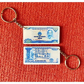 Móc khóa xe hơi hình tờ tiền cổ 20000 đồng 1991 bằng mica