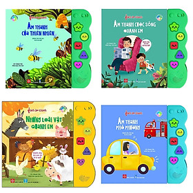 Combo 4Q Sách Lật Mở Tương Tác - SÁCH ÂM THANH + Poster An Toàn Cho Bé (Sách kích thích não bộ của trẻ)