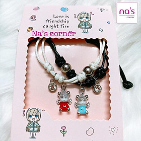 Nhiều mẫu - vòng tay lắc tay dây bện cặp đôi đen trắng