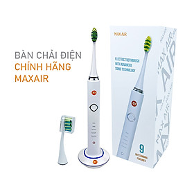 Bàn chải đánh răng điện MaxAir model MA004 công nghệ sóng âm Sonic, 5 chế độ rung, tặng kèm 2 đầu bàn chải, hàng chính hãng