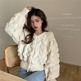 Hình ảnh Hàng Sẵn_ Áo khoác len cardigan mềm nút hoa phong cách retro Hadu shop