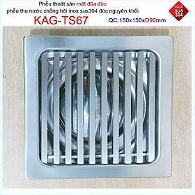 Mua Phễu thoát sàn mặt đũa inox đúc Inox Kace 15x15cm D90   thoát sàn KAG-TS67 (15x15cmD90) chống hôi SUS304