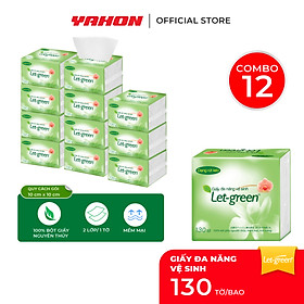 Khăn Giấy Vệ Sinh Đa Năng LET-GREEN 10*21cm | Bột Giấy Nguyên Thủy | 130 Tờ/Bao