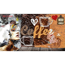 Tranh 3D dán tường trang trí quán cafe trà sữa trà chanh KT 80x125cm-Huyền Chi-Đặt theo kích thước yêu cầu