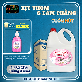 Xịt Thơm & Làm Phẳng Quần Áo Zily 4.7 Kg (3 Chai/Thùng) - Tặng 1 Chai Nước Rửa Tay Zily 500Gr