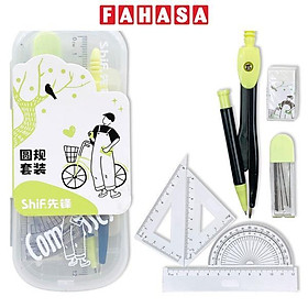 Bộ Compa 7 Món - Bút Chì Kim - ShiF 3117 - Màu Xanh Lá