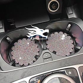 Lót ly silicon hình hoa đính đá để trên ô tô, xe hơi - Hàng Kpro chất lượng cao