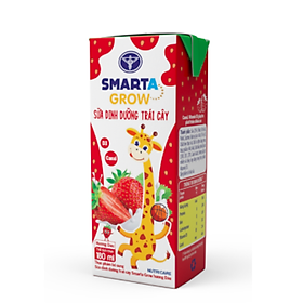 Thùng sữa dinh dưỡng trái cây Smarta Grow hương Dâu (180ml x 48 hộp)