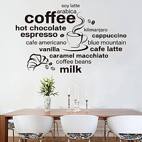 Decal dán tường Chữ trắng đen Coffee - HP355