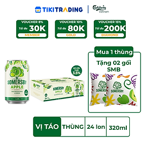Thùng 24 lon Nước táo lên men Somersby vị Táo (320ml/lon) - Độ cồn 3.5%