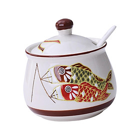 Ceramic Condiment Pot Seasoning Container for Pepper Paprika Kitchen Counter