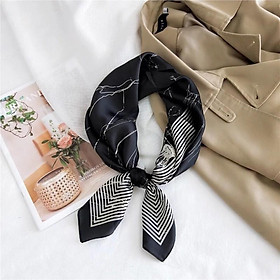 Khăn turban lụa vuông cao cấp choàng cổ size 70x70cm thanh lịch đa năng dùng làm áo yếm in hoa văn hình người