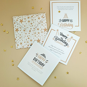 Thiệp chúc mừng sinh nhật 12x12 SDstationery SN2 STARRY họa tiết ngôi sao typography chữ viết tay đơn giản - Set 3 thiệp