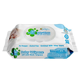 Bịch khăn ướt 100 Tờ không mùi an toàn kháng khuẩn cho bé KU01_SUNBABY