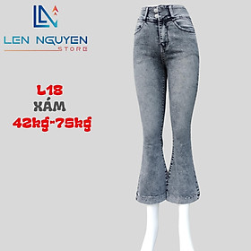 L18_Quần jean nữ, loe, lưng cao, quần bò nữ dáng ôm, quần rin nữ có big size, cho 42kg đến 75kg,LEN  - Xám