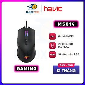 Mua Chuột Gaming Có Dây HAVIT MS814 Thiết Kế Công Thái Học   6 Chế Độ DPI  Tích Hợp 7 Nút Điều Chỉnh - Hàng Chính Hãng