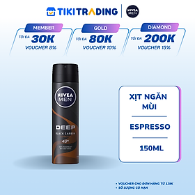 Xịt Ngăn Mùi NIVEA MEN Deep Than Đen Hương Espresso (150 ml) - 85367