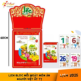 Lịch bloc Mỗi ngày món ăn dinh dưỡng khổ lịch 20*30 Ất Tỵ Món Ngon Người Việt kích thước tổng 60cm năm 2025